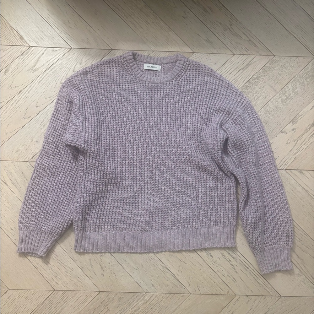 NWT NAADAM Oversized Waffle Crewneck Sweater - Picture 2 of 6